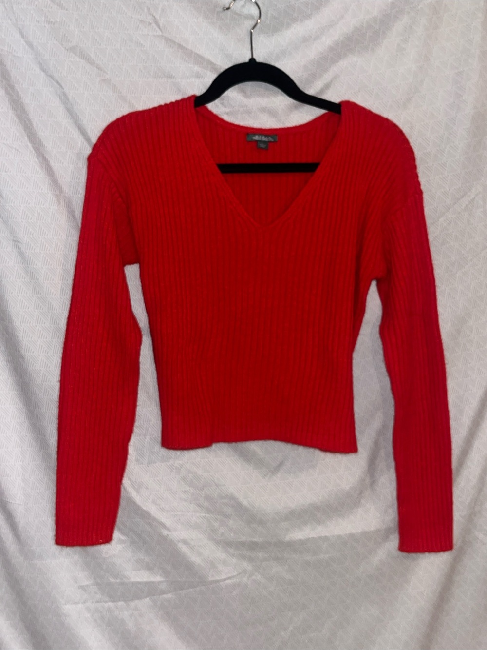 Red Cropped Knit Sweater